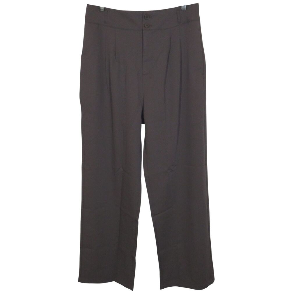 Halara Clay Brown High Waist Zip Double Button Pleated Dress Pants Size Large